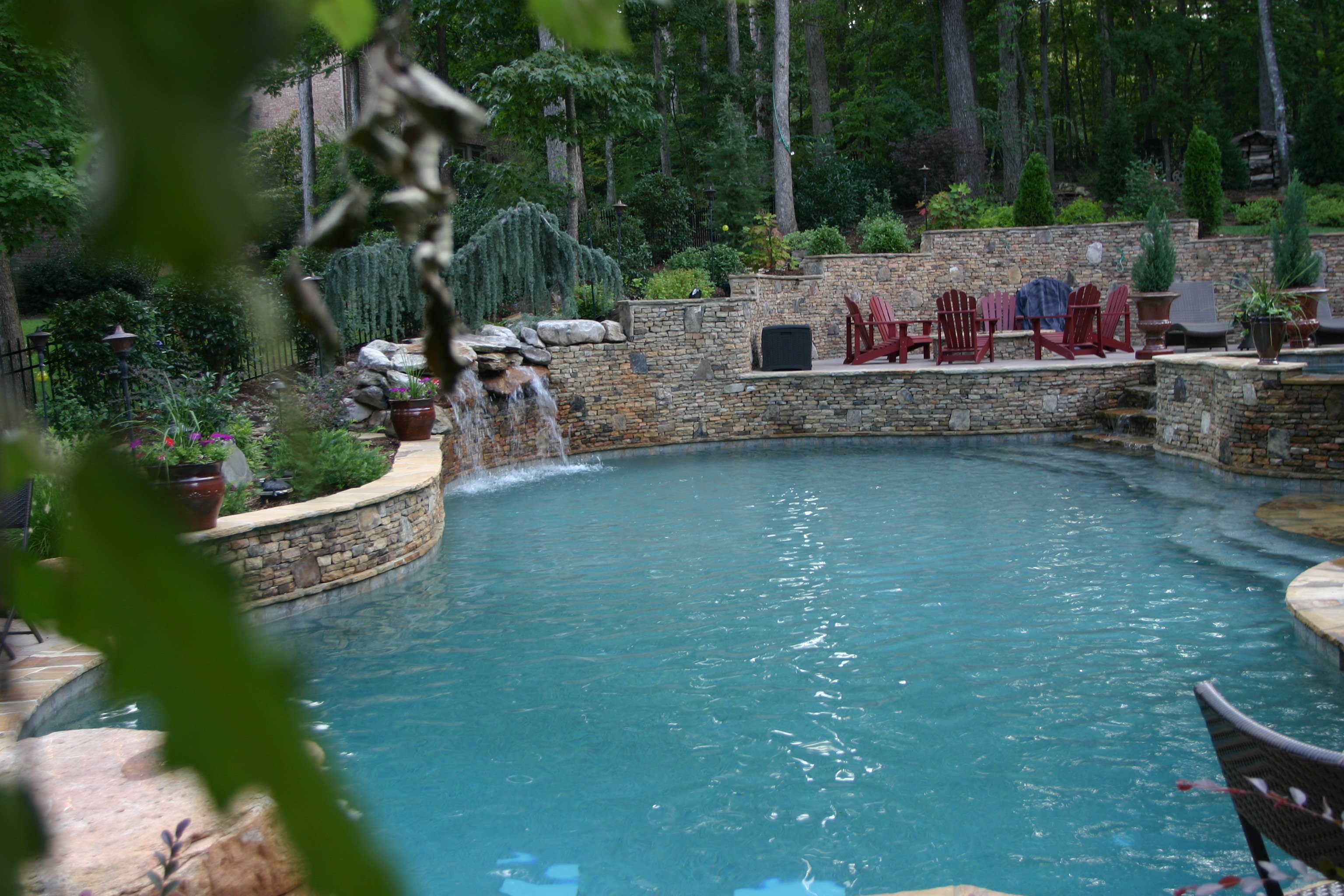Water Features Inground Pool Concord NC Aloha Pools